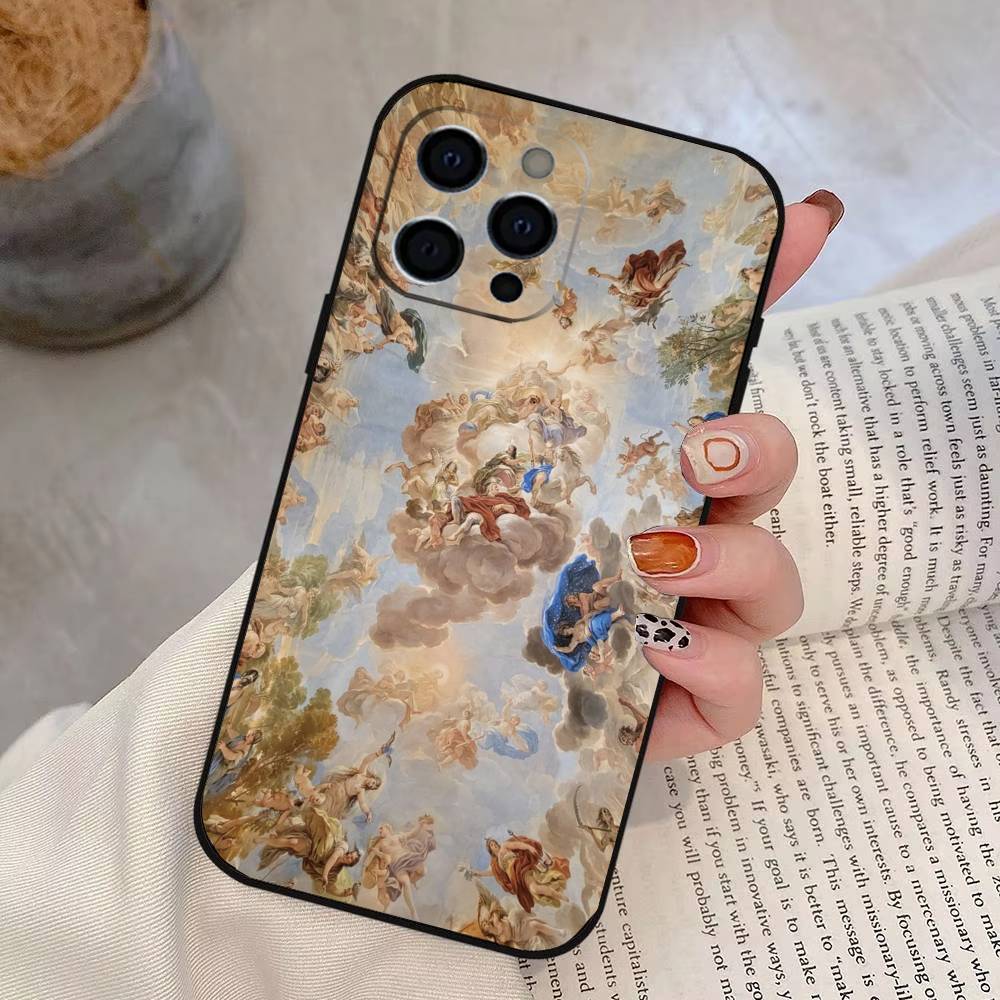 Классический Эстетичный Арт Чехол для Телефона Для iPhone 17, 16, 15, 14, 13, 12, 11 Plus, Pro Max, Другие Мягкий Черный Чехол