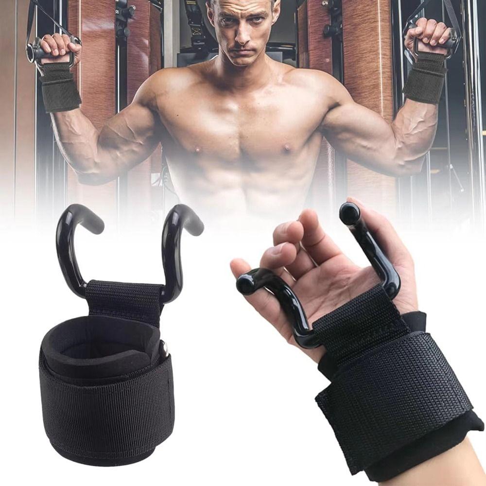 1/2Pcs With Wrist Wraps Hand-Bar Wrist Strap Pull-Ups Power Lifting Gloves New Gym Fitness Hook