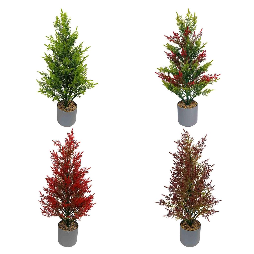 Artificial Mini Cypress Christmas Potted Plant - Festive Greenery Ornament