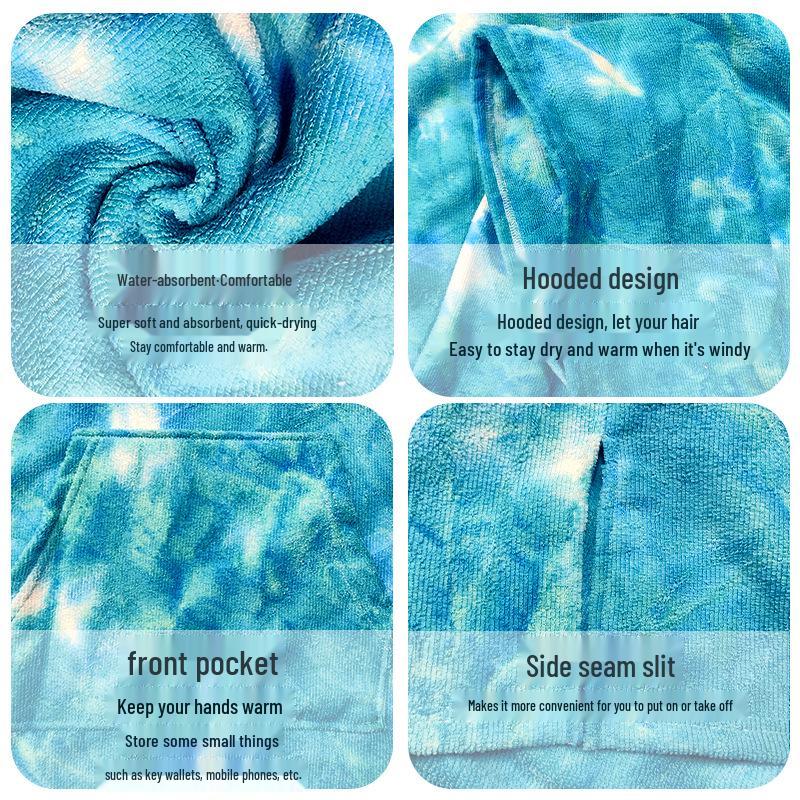 Быстросохнущее худи-полотенце и халат тай-дай для серфинга, плавания и пляжа