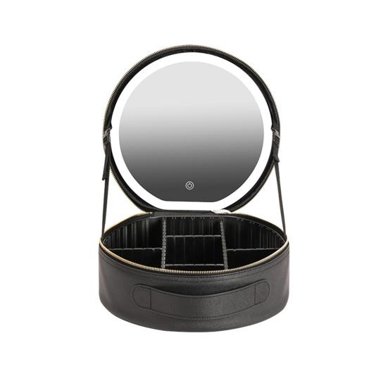 Дорожная косметичка с зеркалом с подсветкой, перезаряжаемая светодиодная косметичка-органайзер с регулируемыми разделителями, портативный футляр для косметики