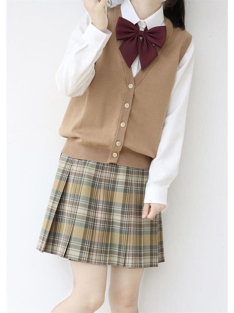 Оригинальный темно-синий кардиган-жилет JK - Вязаный свитер с V-образным вырезом в японском школьном стиле