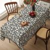 Tablecloth Retro Black Printed Tassel Tablecloth Household Coffee Table Tablecloth Dining Table Fabric
