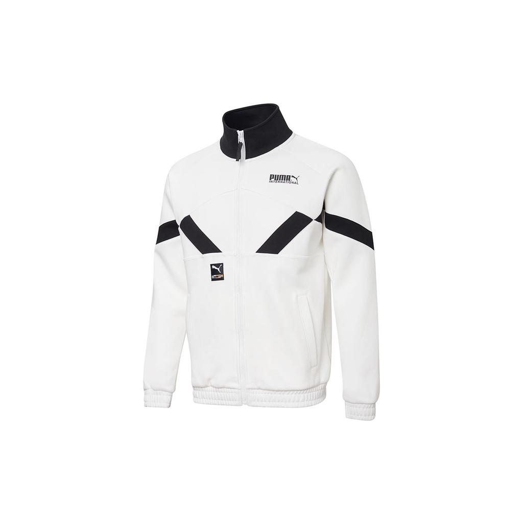 Puma Logo Color-Block Knit Stand-Collar Jacket Men Jackets White 531339-02