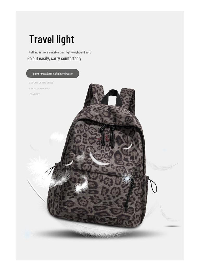Leopard Print Women's Backpack - Large Capacity Autumn/Winter Bookbag for Students