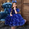 Gulli qizlar uchun rufflesli malika tug'ilgan kun to'yi ziyofati libosi sequinli tort libos