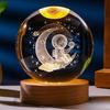 3D Хрустальный шар Галактики, Ночник, Солнечная система, USB Настольная Цветная Светодиодная Деревянная Хрустальная Сфера для Украшения Дома, Подарок на День рождения для Подростков и Девочек