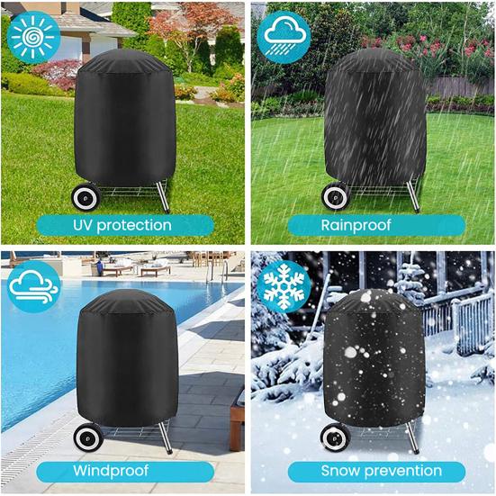 Чехол для угольного гриля Ткань Оксфорд Круглый Защитный чехол для гриля Устойчивый к разрывам Водонепроницаемый Чехол для гриля барбекю со шнурком для защиты в любую погоду