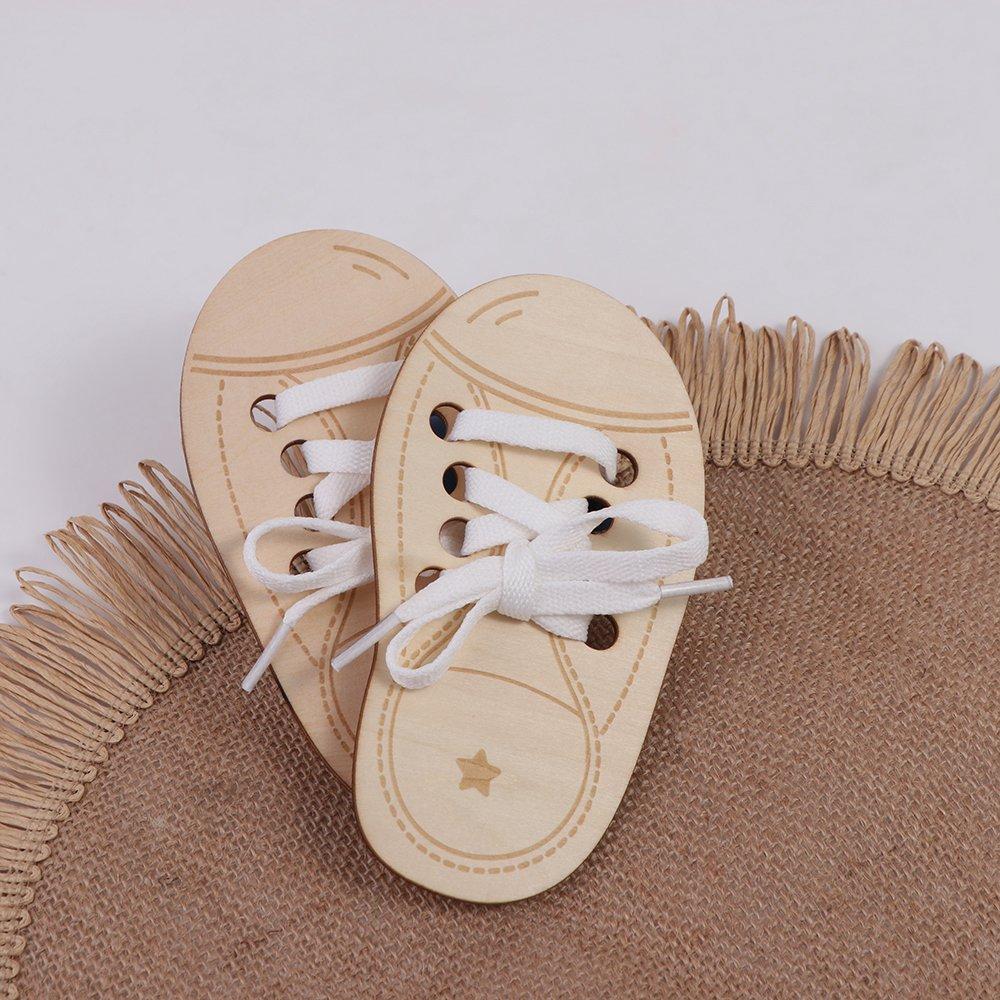 Деревянная игрушка для шнуровки обуви Доски для завязывания шнурков Монтессори-развивающая игрушка Учимся завязывать шнурки