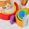 Layer Wooden Seven Rainbow Arch Blocks For Children Learning And Development