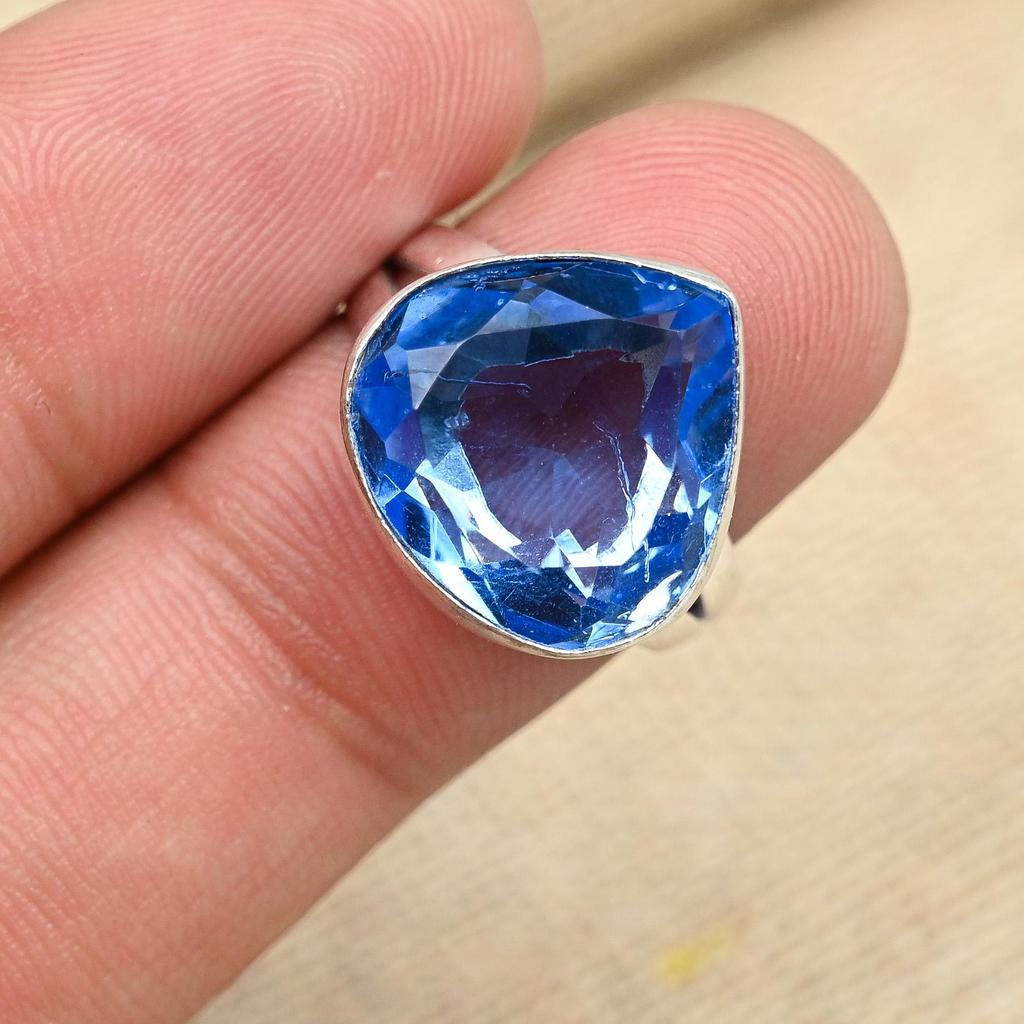 AAA + синий топаз драгоценный камень твердый стерлингового серебра 925 пробы ручной работы красивое кольцо подарок для женщин