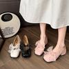 2025 New Mary Jane Small Leather Shoes Bow Light Mouth Square Heel Fashionable and Comfortable Women's Small Leather Shoes Are Super Easy To Wear