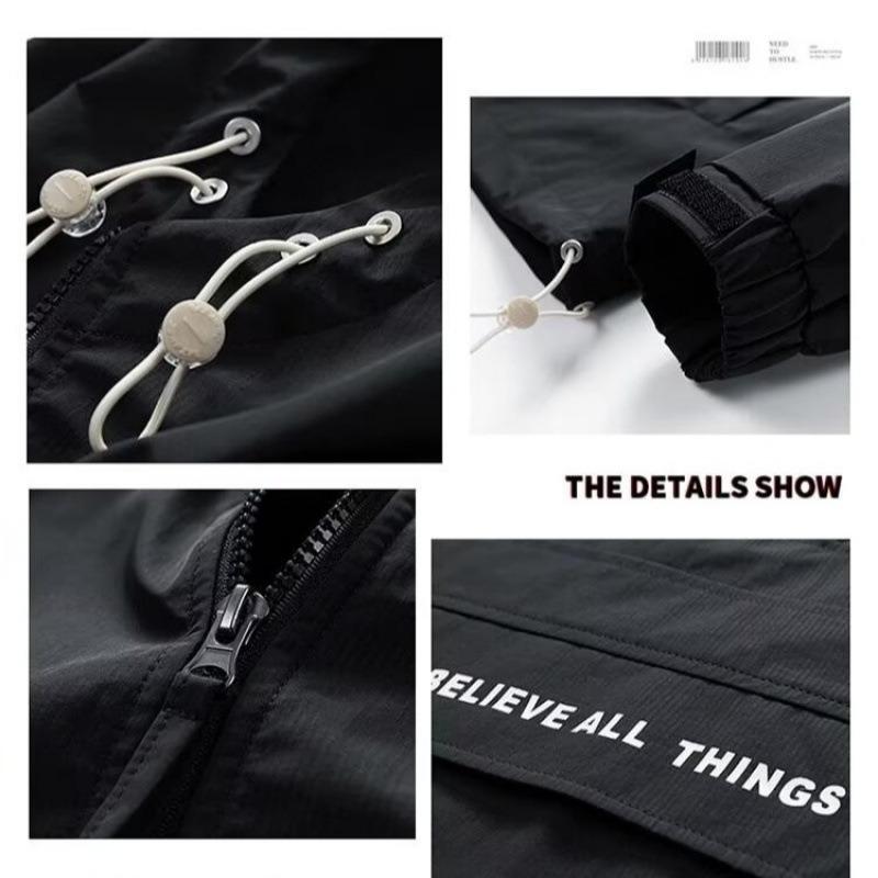 Men Hooded Half Zip Loose Workwear Jacket Spring Autumn
