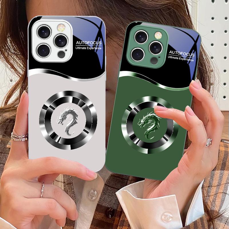 Круглый Новый Дракон Для iPhone 16 E 15 14 13 Plus 12 mini 11 Pro Max XR Xs Max 16E X 7 8 6 6S 2022 Закаленное Стекло Чехол для Телефона