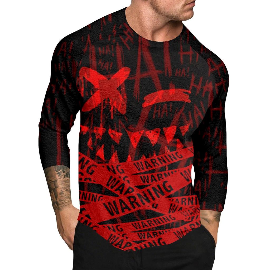 Halloween Print Raglan Sleeve Men's Long Sleeve Top