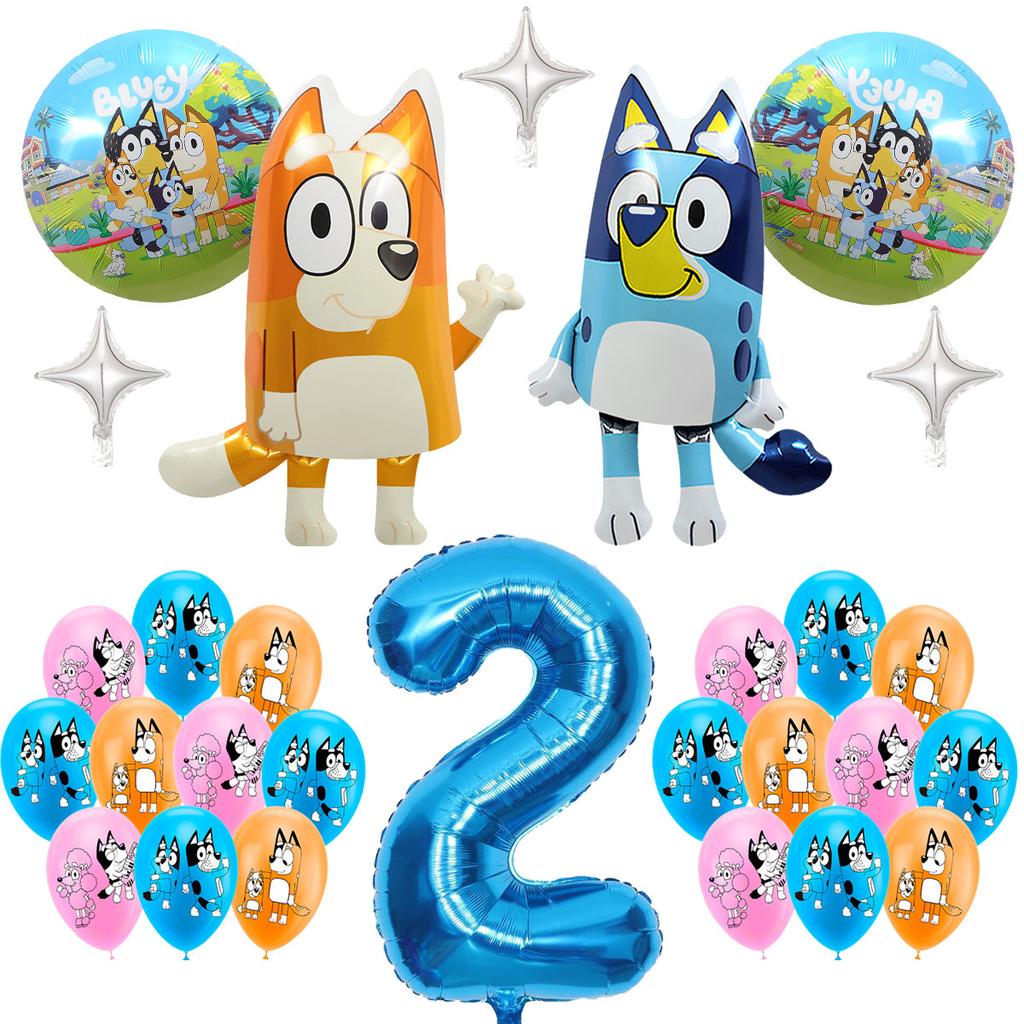 Bluey Bingo Balloon Set Blue Number Aluminum Foil Globos Kids Birthday Party Decorations Air Balloons for Themed Party Supplies