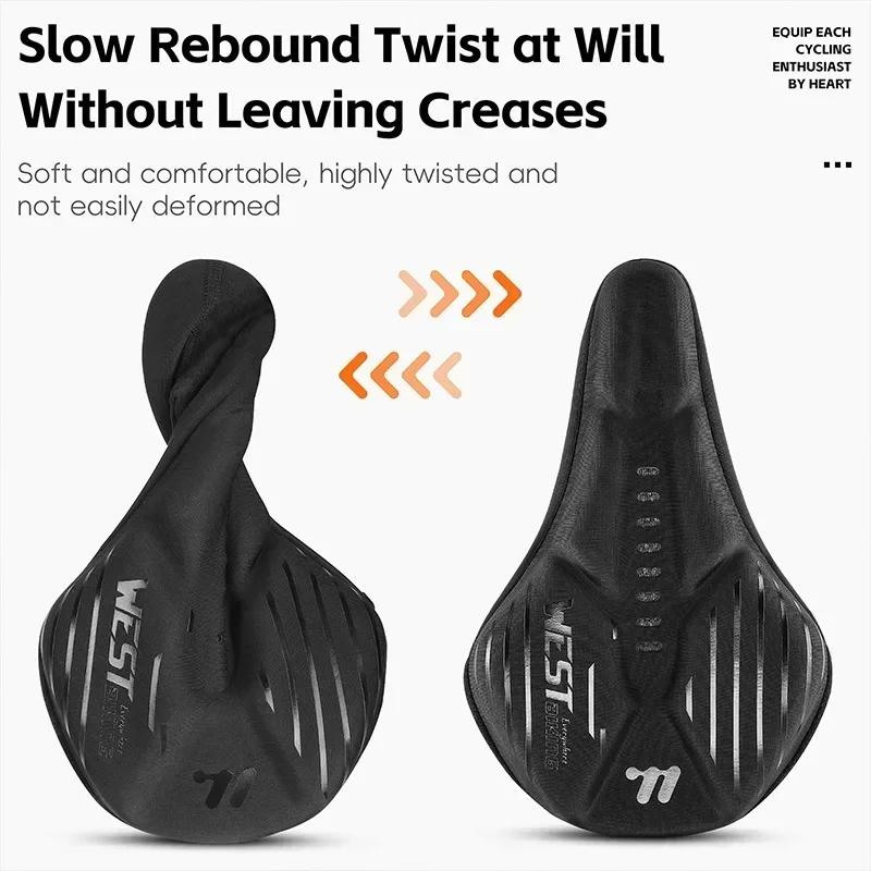 WEST BIKING Comfortable Bicycle Seat Cover Soft Silicone Slow Rebound Sponge Saddle Cover With Rain Cover For MTB Road Bike