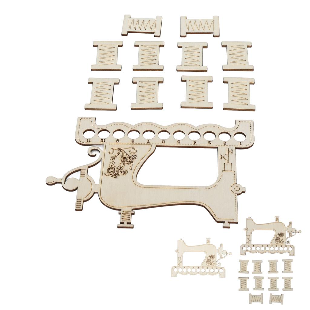 Embroidery Thread Organizer Board Lightweight Sewing Machine Shape Wooden  Stitch Floss Holder