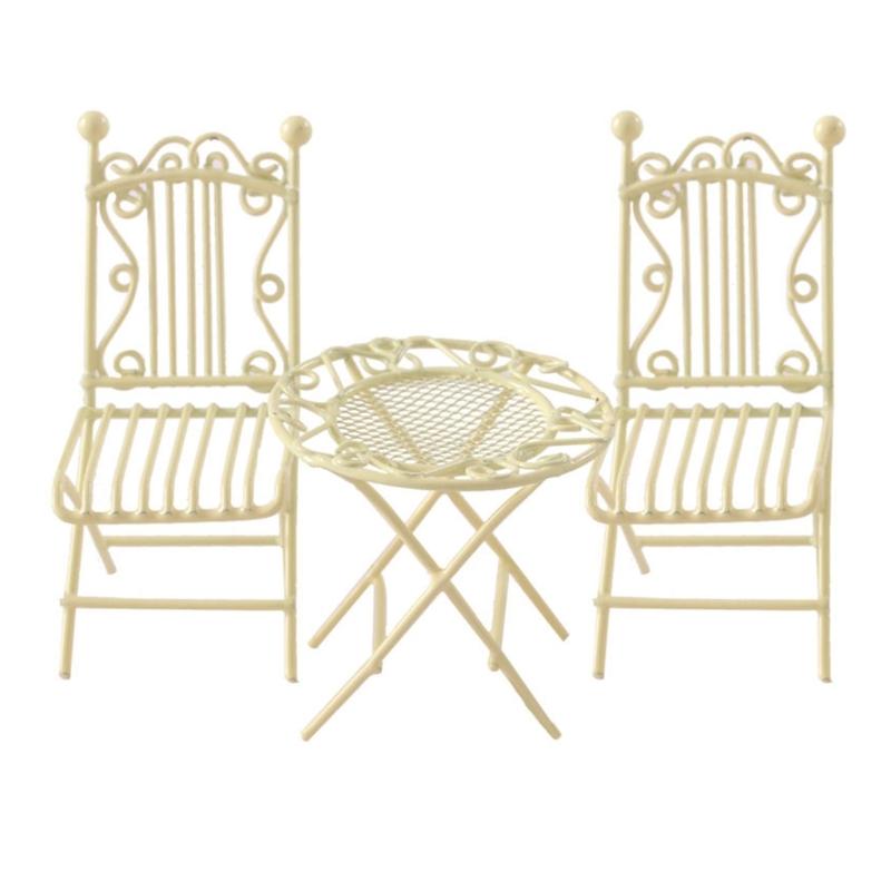 Набор миниатюрной мебели из кованого железа ручной работы: журнальный столик и стулья для кукольных домиков 1/12, модель, реквизит для отображения садовой сцены