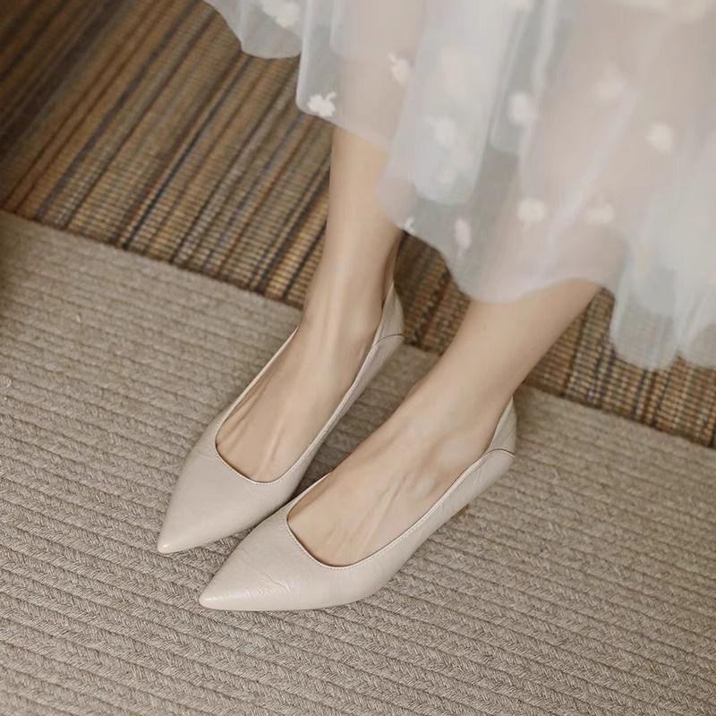 Черные туфли-стилеты из мягкой кожи - Удобные туфли для работы с острым носком для женщин