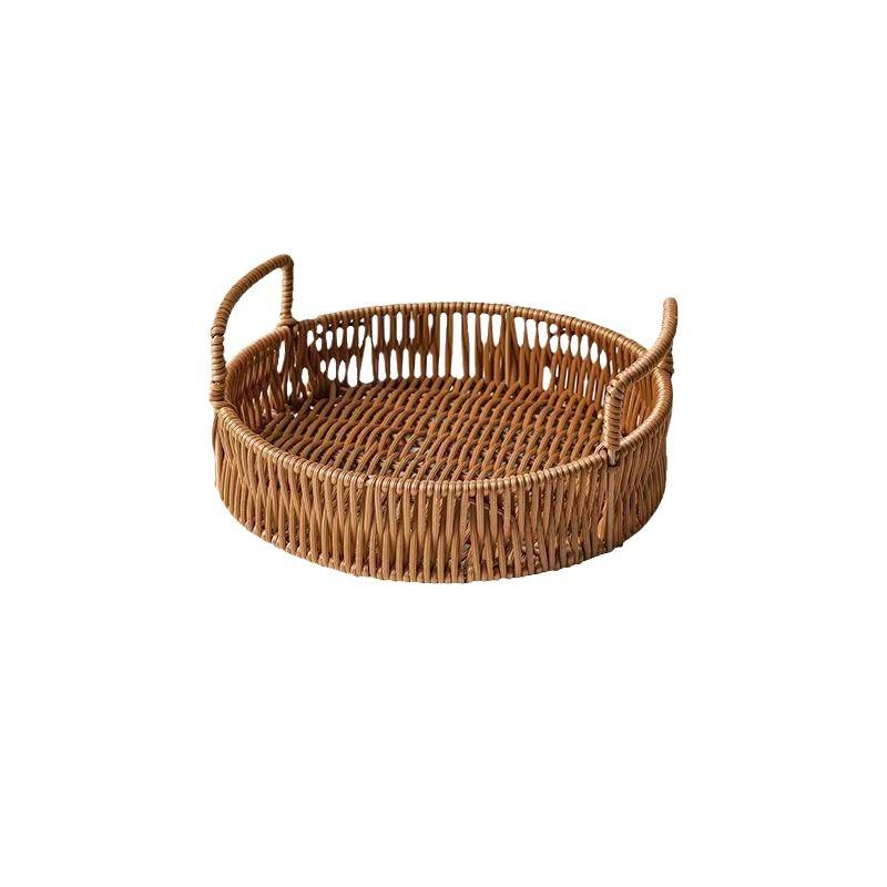 Imitation Rattan Woven Storage Basket Woven Storage Desktop Snacks Dried Fruit Snacks Fruit Gift Tray Afternoon Tea Storage Basket