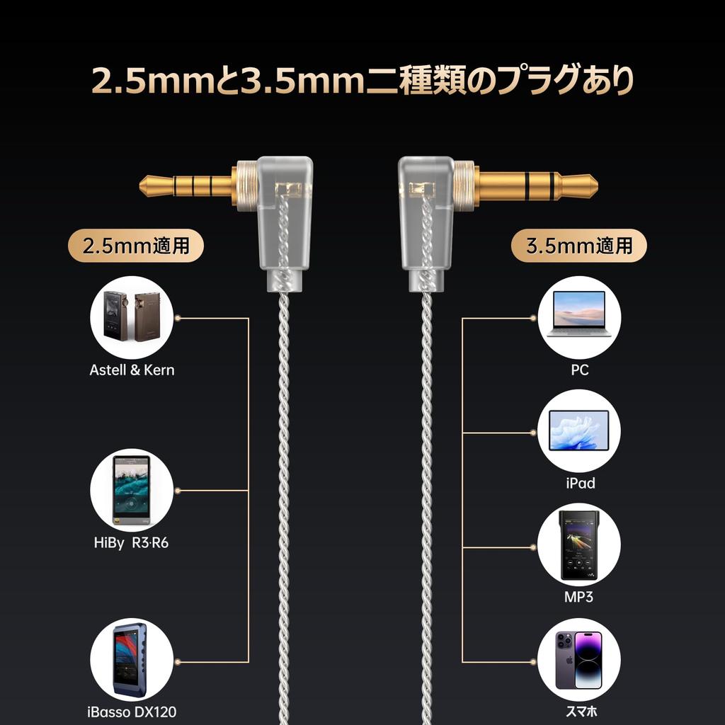 OKCSC Aurora Earphone Cable Replacement Cable for FitEar 2Pin Connector Balanced Connection 2 Cores High Purity OFC Silver Plated Compatible with