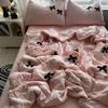 4Pcs/set Skin Friendly Water Washed Cotton Bow Towel Embroidered Summer Cool Quilt Luxury Silk Quilted Quilt Japanese Minimalist Washed Sleeping Quilt