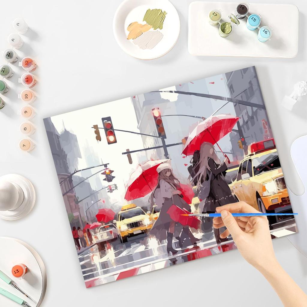 Frame City Street Painting By Numbers Kits For Adults Landscape Starter Kit Wall Art Diy Gift Acrylic Paint On Canvas 40x50cm