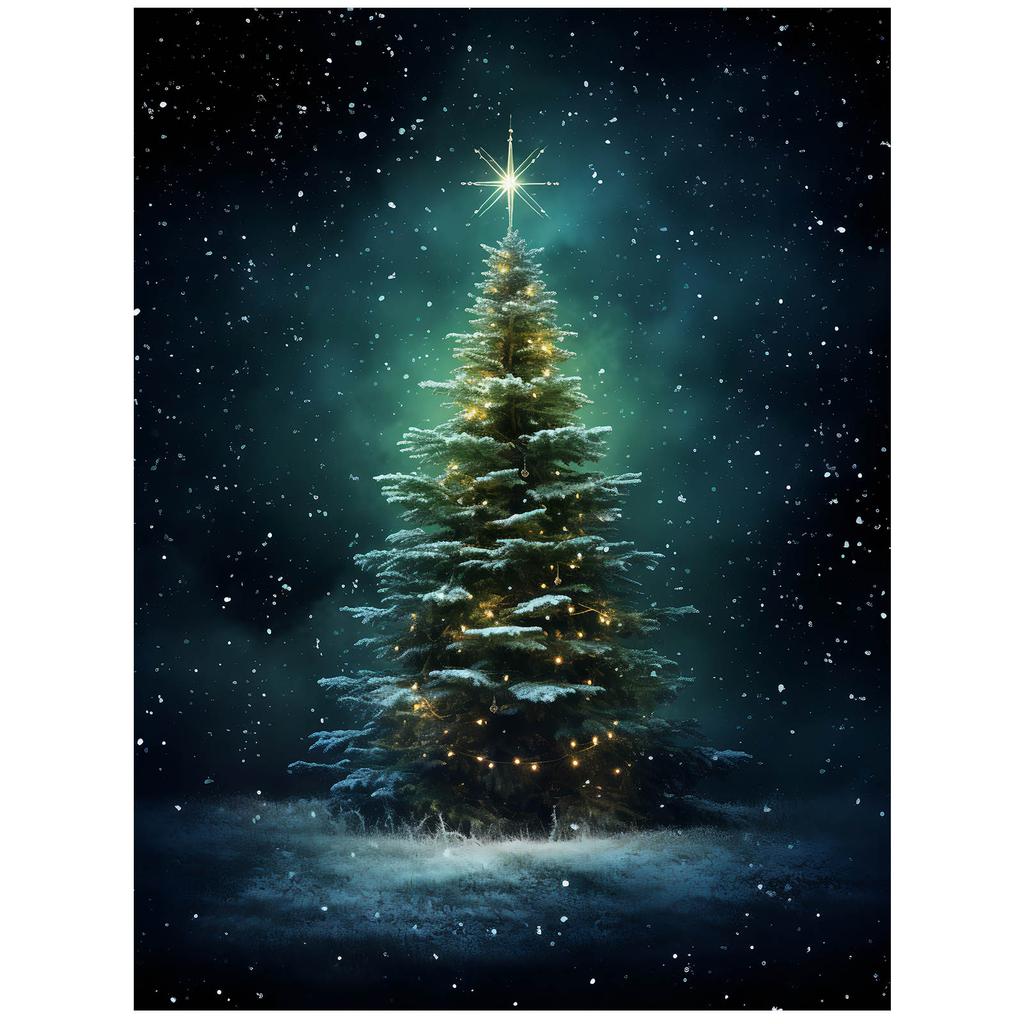 Choinka W Nocnym Blasku Choinka W Nocnym Blasku, 50X70 Cm, Bez Ramy, Papier Matowy 230 Gsm