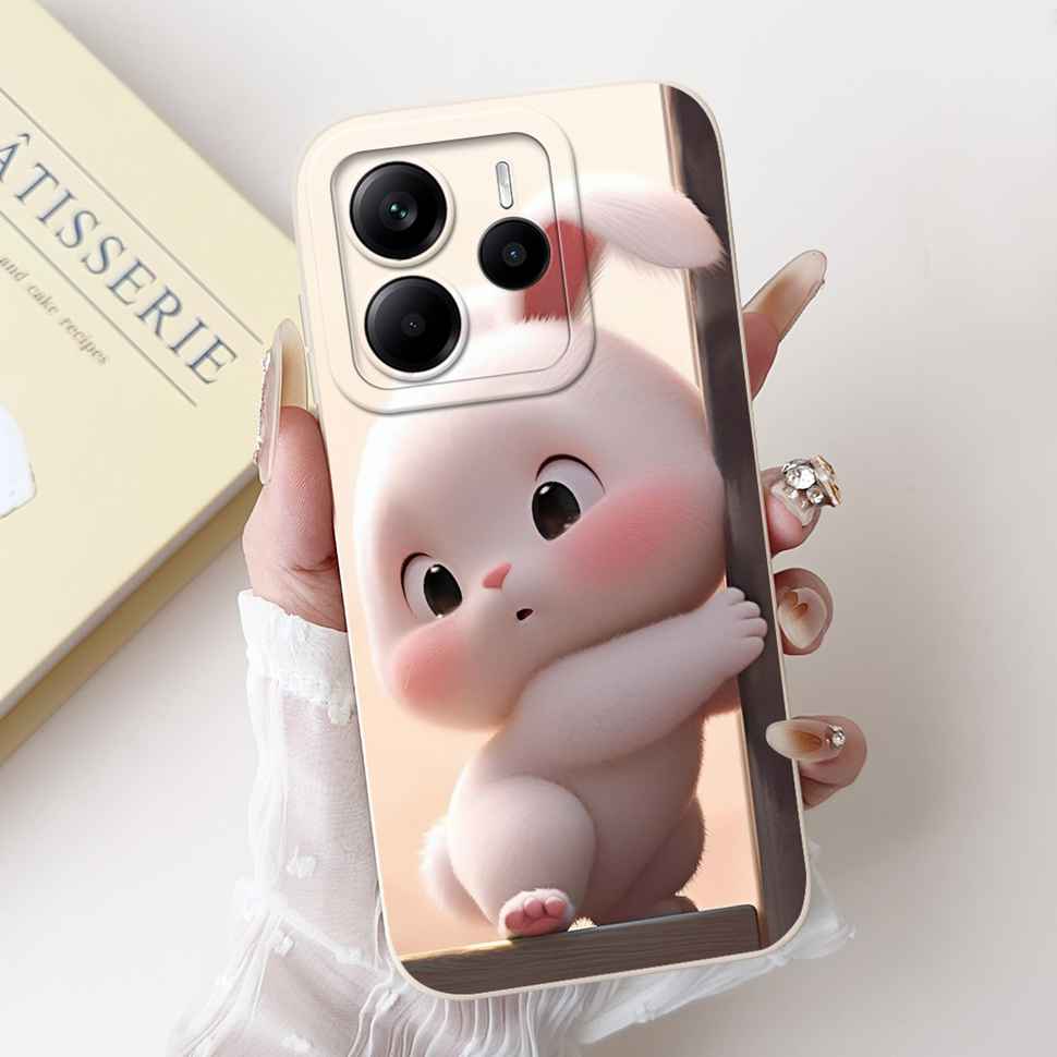 Чехол для телефона Xiaomi Redmi Note 14 4G Чехол Модная Девушка Кролик Чехол Мягкий Силикон Для Redmi Note14 4G Бампер