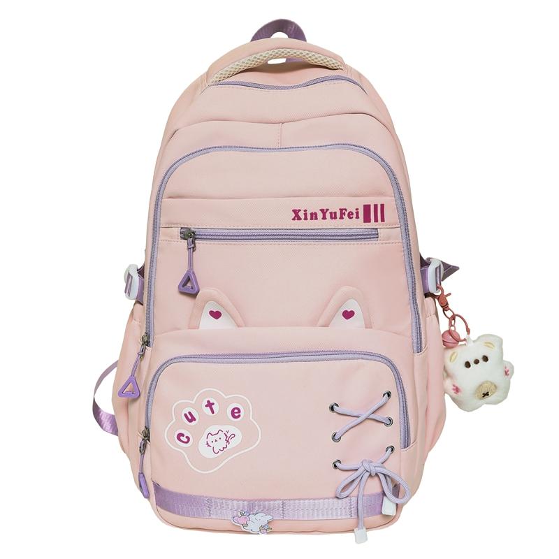Cartoon Cat Студенческий школьный рюкзак женский легкий рюкзак с несколькими отделениями большой емкости