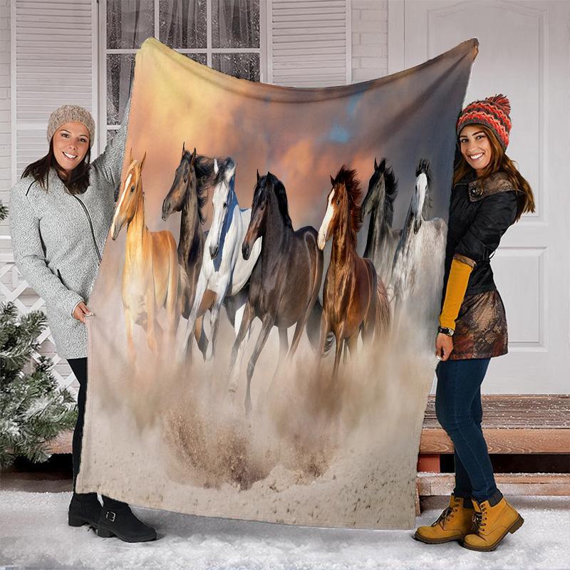 Horse Dark Blanket Suitable All Seasons Soft Comfortable Sofa Office Nap Travel Birthday Gift Christmas Present