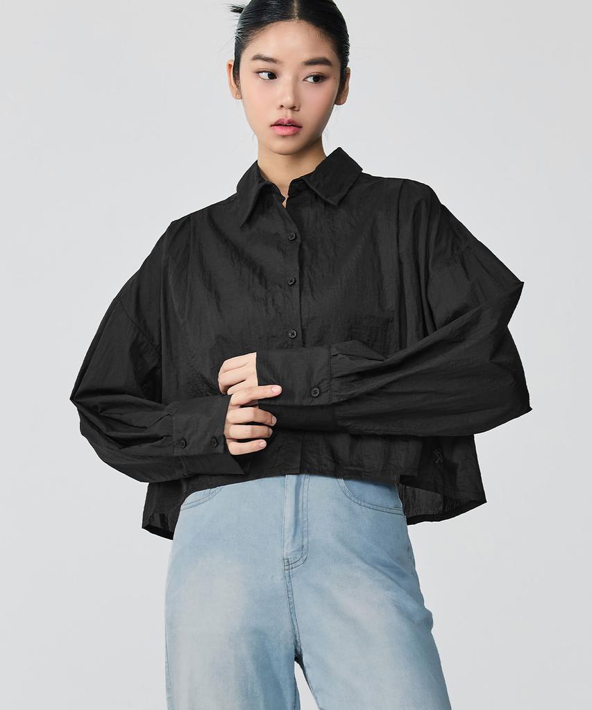 XEXYMIX Light See-Through Crop Shirt Black Xfk2Hc1104