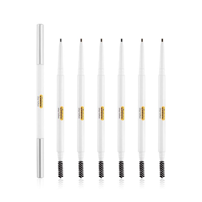 Тонкий карандаш для бровей, водонепроницаемый, нелегко обесцветить, двойная головка, автоматическое вращение, натуральный трехмерный, простой в использовании косметика для начинающих студентов