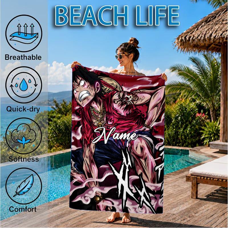Custom Name Gojo Jujutsu Beach Towel Microfiber Beach Towel, Lightweight and Quick-Dry, for Summer Travel, Swimming Pool Gift