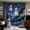 2 шт. HD Рождественская снежная горная сельская занавеска со снеговиком, белая занавеска с цифровой печатью, украшение для дома, стиль decorati