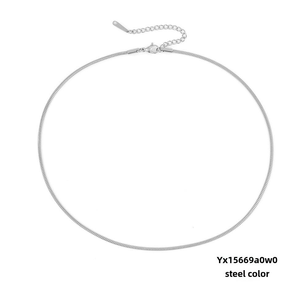 Ожерелье из круглой цепочки из титановой стали eManco — простой европейский/американский стиль для женщин и пар, длинная цепочка в виде змеиной кости, дизайн в виде ключицы.