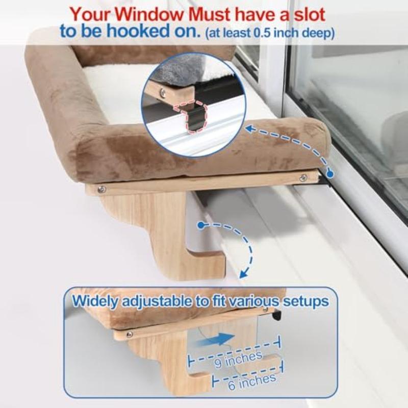 Cat Perch for Window Sill Bolster - Orthopedic Hammock Design Premium Hard and Robust Metal Frame - Cat Window Seat for Large C