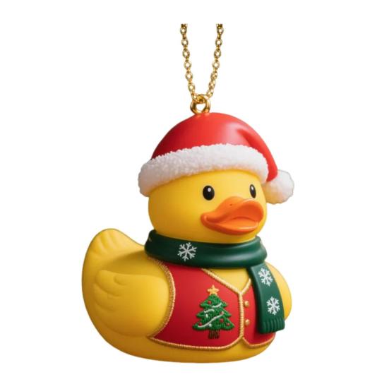 Рождественское украшение в виде утки, подвеска на елку в виде утки, милая смоляная утка в шапке Санты для декора дома, офиса, праздничной вечеринки