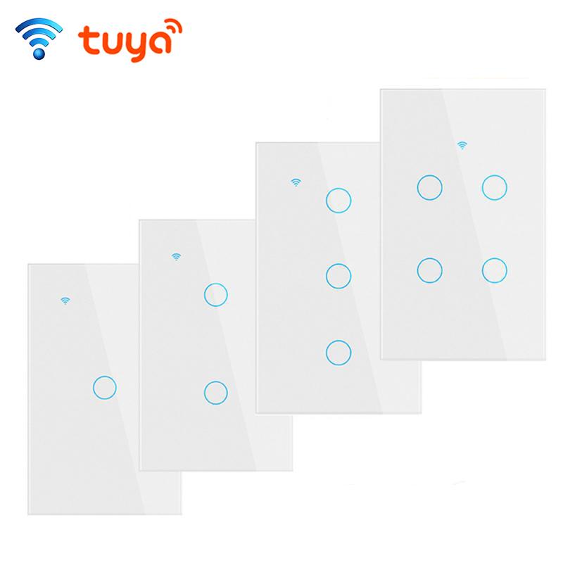 2025 Новые Дизайнерские Продукты Tuya Умный Wifi Настенный Выключатель Стандарт США Стеклянная Сенсорная Панель Выключатель Света Поддержка Удаленного Управления через Приложение