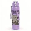 1PC Cleaning Cat Quote Text 750ml Color Plastic Sports Water Bottle Leakproof Flip Straw Lid Suitable for Sports Office Home Use