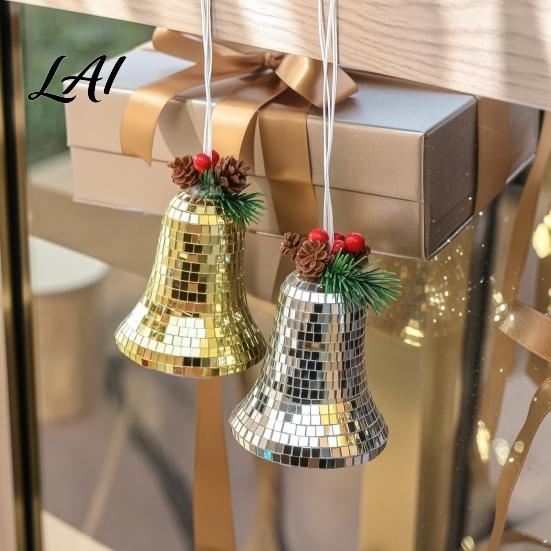 Holiday Party Supplies Christmas Disco Mirror Bell Decoration Reflective Xmas Hanging Ornament Retro Decorative Bells Tree Pendant for Decor