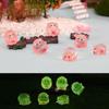 6Pcs/set Cartoon Luminous Pig Animal Miniatures Resin Ornaments Glow In the Dark Fairy Garden Decoration Moss Terrarium Micro Landscape
