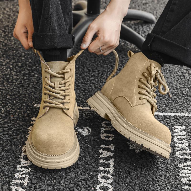 Martin boots men's autumn and winter couple high-top tooling boots British style mid-top matte leather boots tide 24458-J