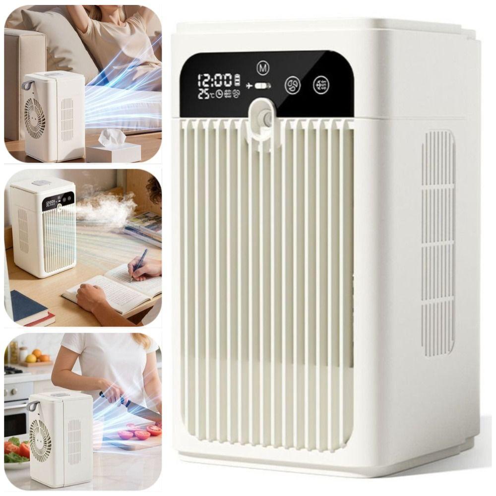 Digital Display Silent Spray Fan Safety Lock Mini Air Cooler Portable Air Conditioner Outdoor Tent