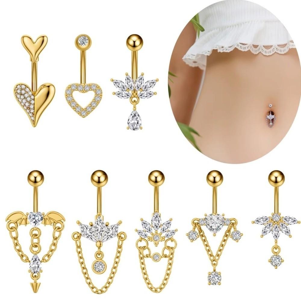 Elegant Crystal Ball Belly Button Rings Copper Shiny Body Jewelry New Gem Navel Piercing  Men