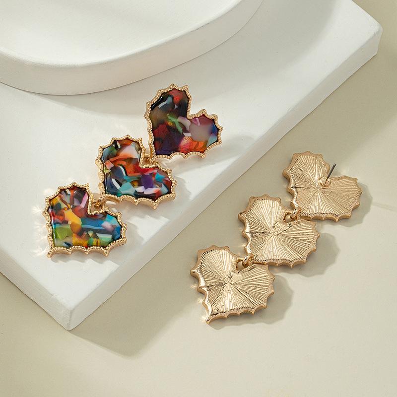 Pinkdudu Модные красочные серьги-капли из ацетата в форме сердца, новые висячие серьги с преувеличенными кисточками для женщин, ювелирные изделия, подарки PD1835