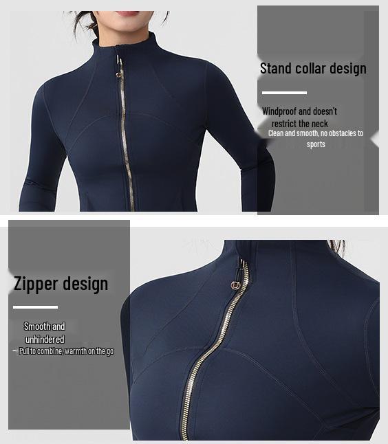 Женская утягивающая куртка для йоги и фитнеса: Длинный рукав, Отверстия для большого пальца, Воротник-стойка, Высококачественный эластичный материал.