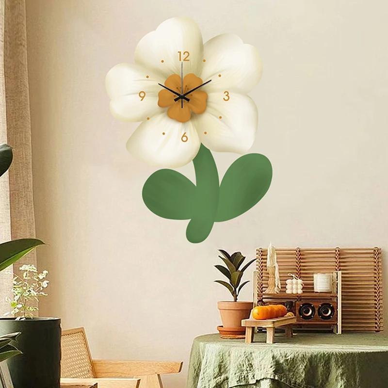 Простые Настенные Часы Цветок Форма Цветка Бесшумные Декор День Рождения Гостиная Креативная Комната Домашние Часы Подарки