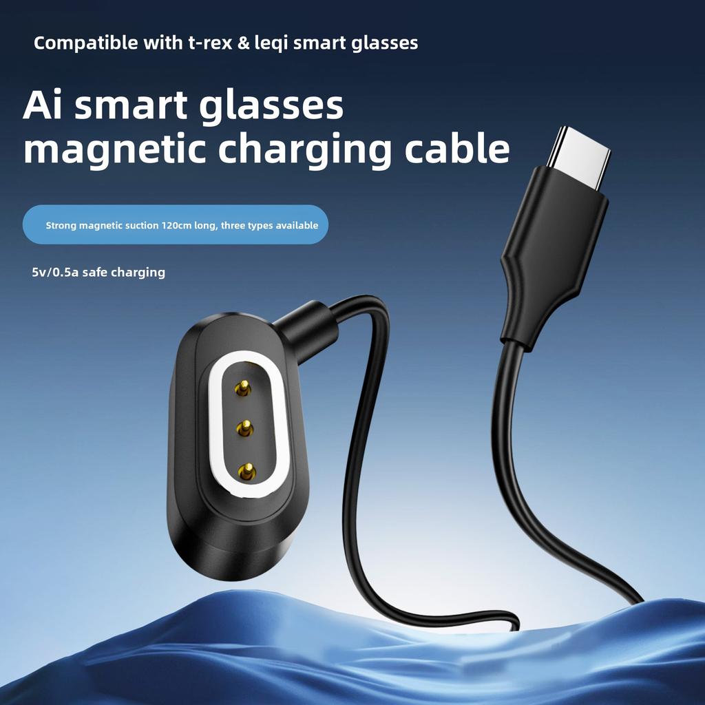 2PCS Magnetic Charging Cable for Rokid AI Smart Glasses, Type-C Magnetic Charger Cord for Rokid Glasses, 5V/0.5A Safe Charging